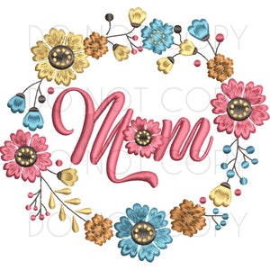 Mom Embroidered Frame MOM Flower Frame Embroidery Machine Design (digital Download) - Etsy