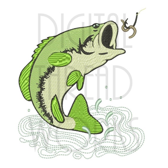 Big Mouth Bass Jumping at Worm Embroidery Design for 4x4, 5x7, and 6x10  Hoops, Instant Digital Download. -  Canada