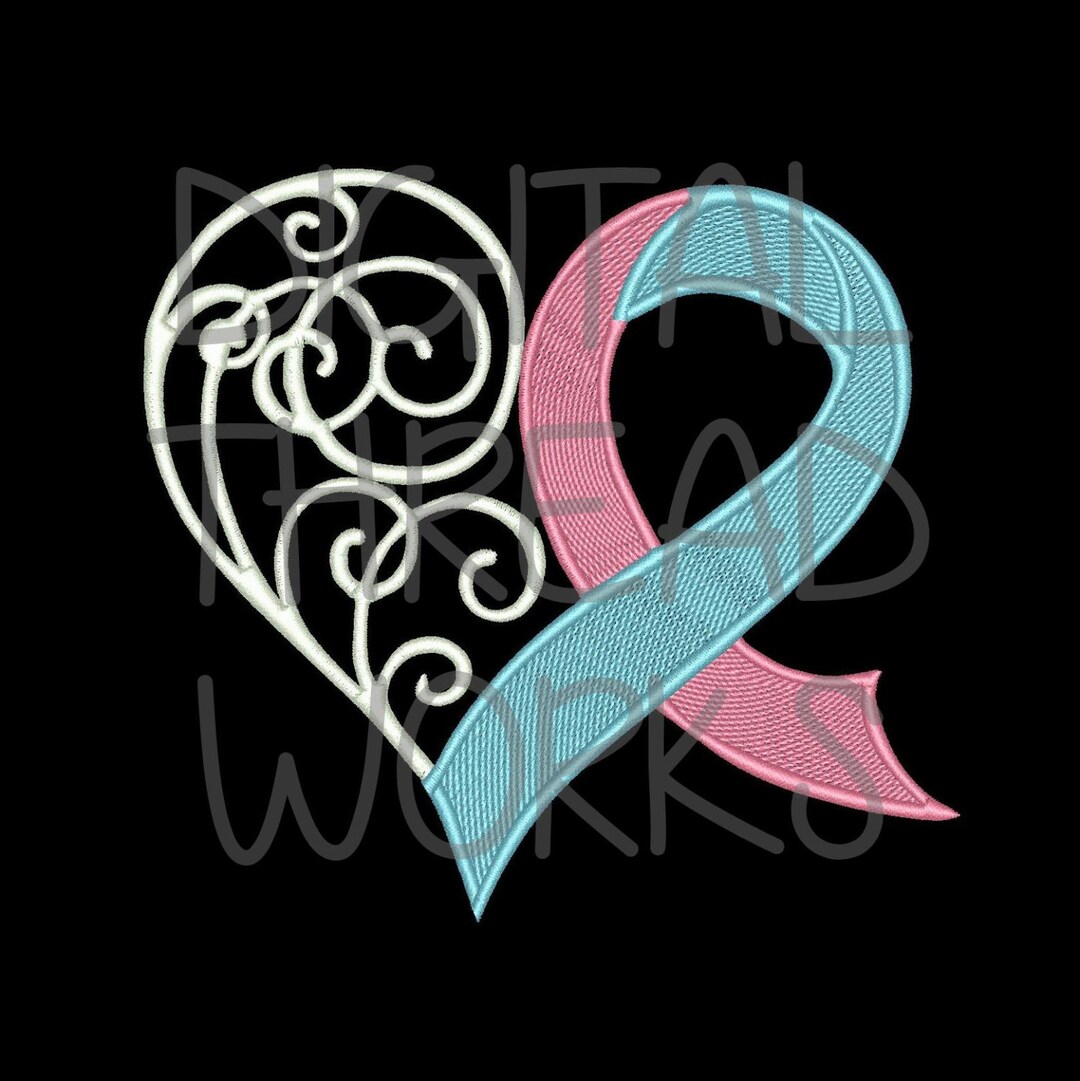 Pregnancy & Infant Loss Awareness Heart Embroidery Design for 4x4 5x7 ...