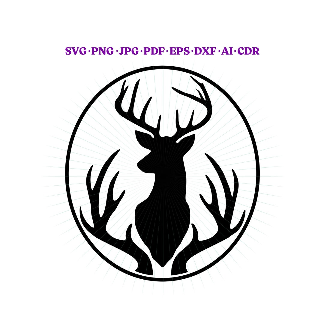 Deer Hunting SVG JPG Cut and Print Pattern. Deer Antlers Hunting