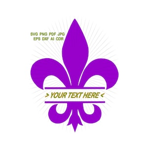 Fleur De Lis Split SVG Cut and Print PNG Clipart pour Cricut, Silhouette, imprimantes laser, fer à repasser sur transferts, etc. Mardi Gras fleur de lis