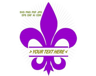 Split Fleur De Lis SVG Clip Art: Karneval bearbeitbare Schnittdatei (Digitaler Download)