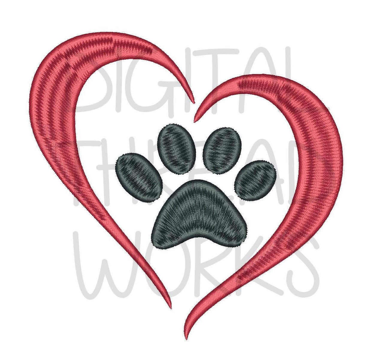 Love puppy paw print heart jessecmault design for 4x4 5x7 and  etsy