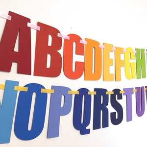 Alphabet rainbow DIY banner: Teach ABC's & spelling words, Home school project, teacher room decor, new learner. 5 card stock letters image 7