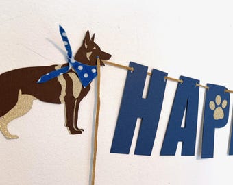 Shepherd in another year with an Alpha Happy Birthday banner!  Add a name for a doggone fun party!  Who's a good boy?