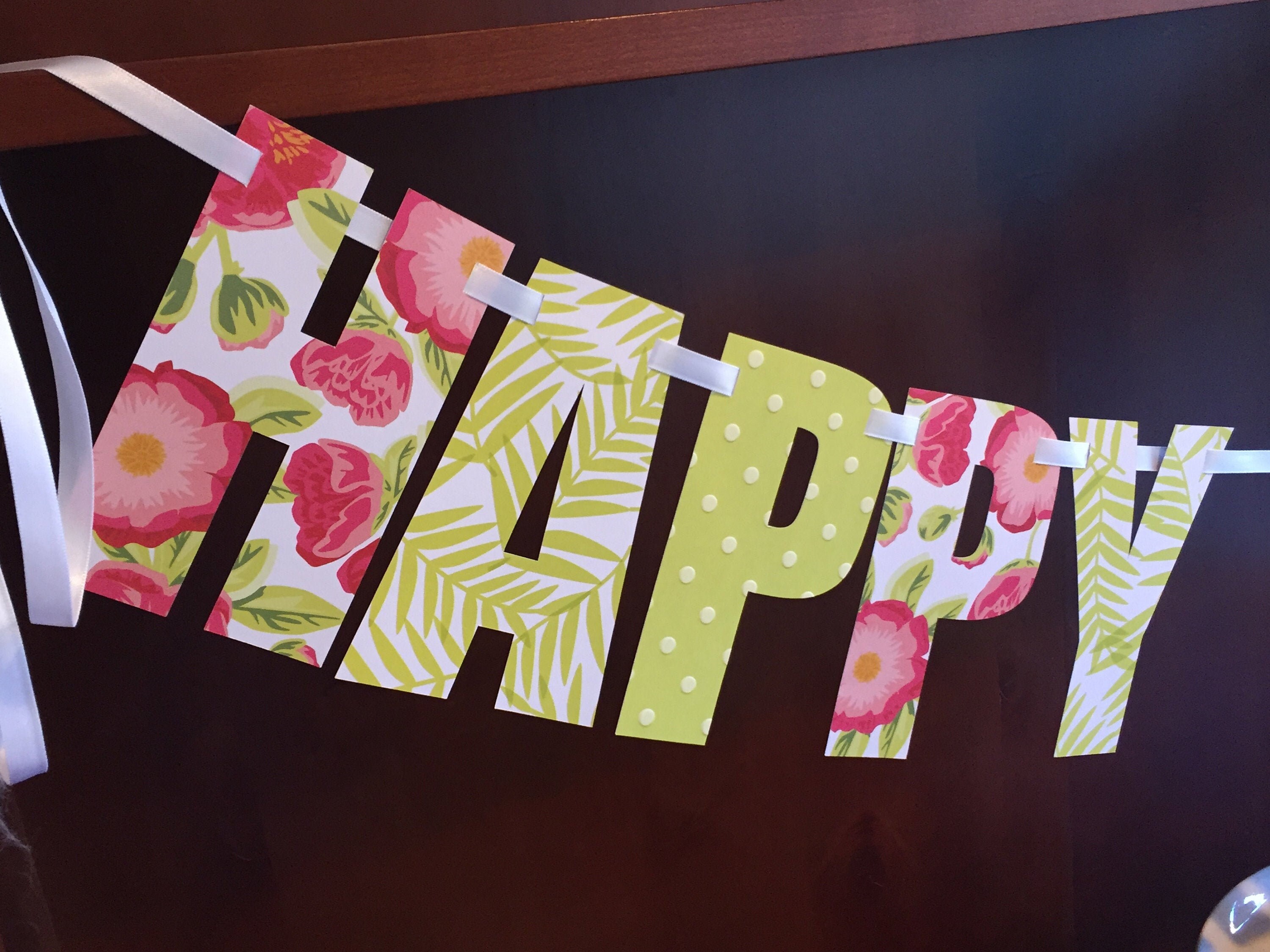 Tropical Garden Birthday Banner Bright cheerful flowers and Etsy
