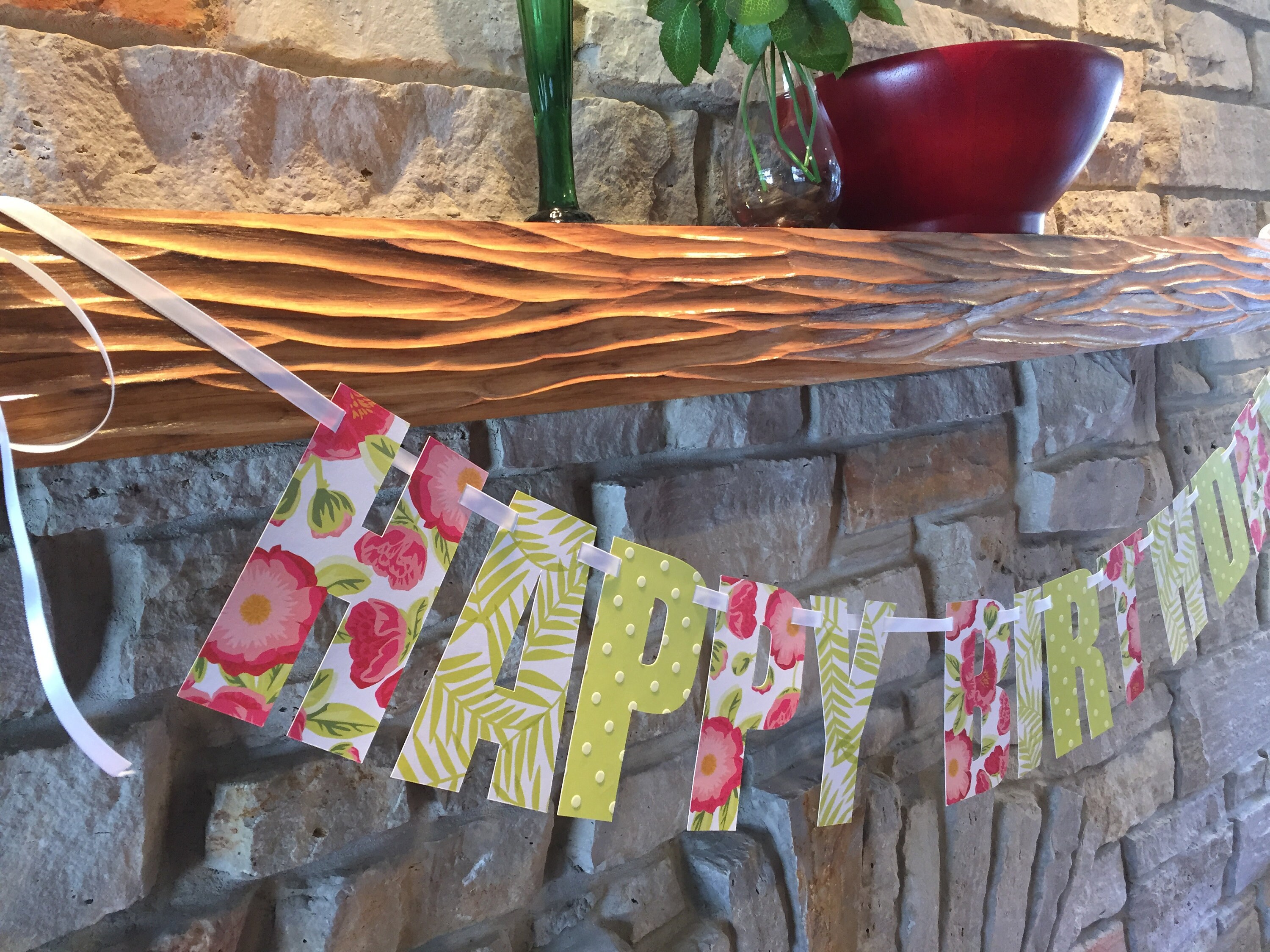 Tropical Garden Birthday Banner Bright cheerful flowers and Etsy