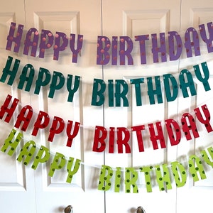 Audacieux, coloré, il tient dans une carte de voeux ! Lettres de 5 po. de hauteur, cette bannière Joyeux anniversaire durera de nombreuses années. Économisez et postez directement comme cadeau !
