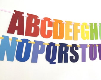 Alphabet rainbow DIY banner:  Teach ABC's & spelling words, Home school project, teacher room decor, new learner.  5" card stock letters!