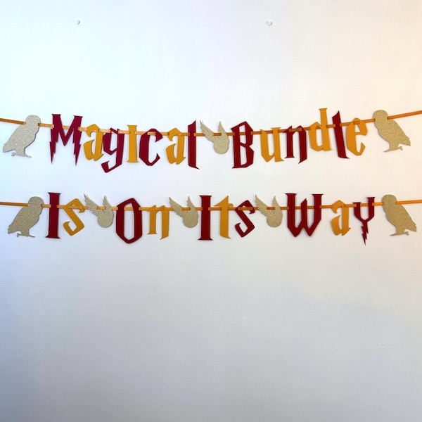 Banner de Baby Shower de Mago: Paquete Mágico en Rojo y Dorado o Personalizado