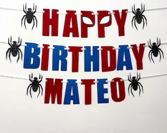 Spider Birthday Banner: Superhero Party Decoration