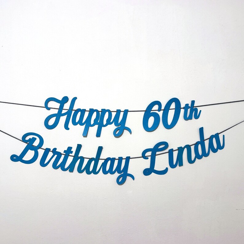 Personalized Glitter Happy Birthday Banner: Cursive Cardstock Party ...