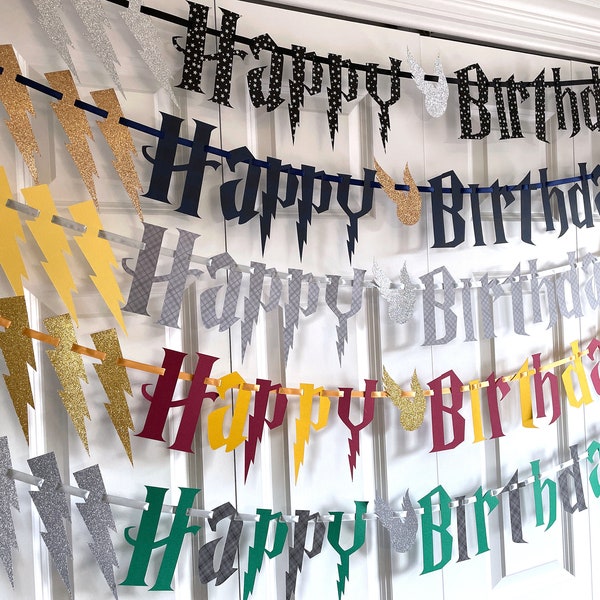 A Wizard birthday banner in your choice of colors!  Add name to make it a truly magical Happy Birthday!