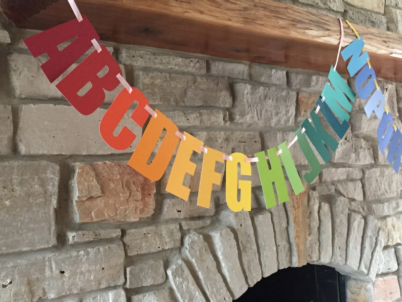 Alphabet rainbow DIY banner: Teach ABC's & spelling words, Home school project, teacher room decor, new learner. 5 card stock letters image 6