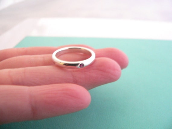 Tiffany Co Silver Peretti Ruby Ring Stacking Red … - image 1