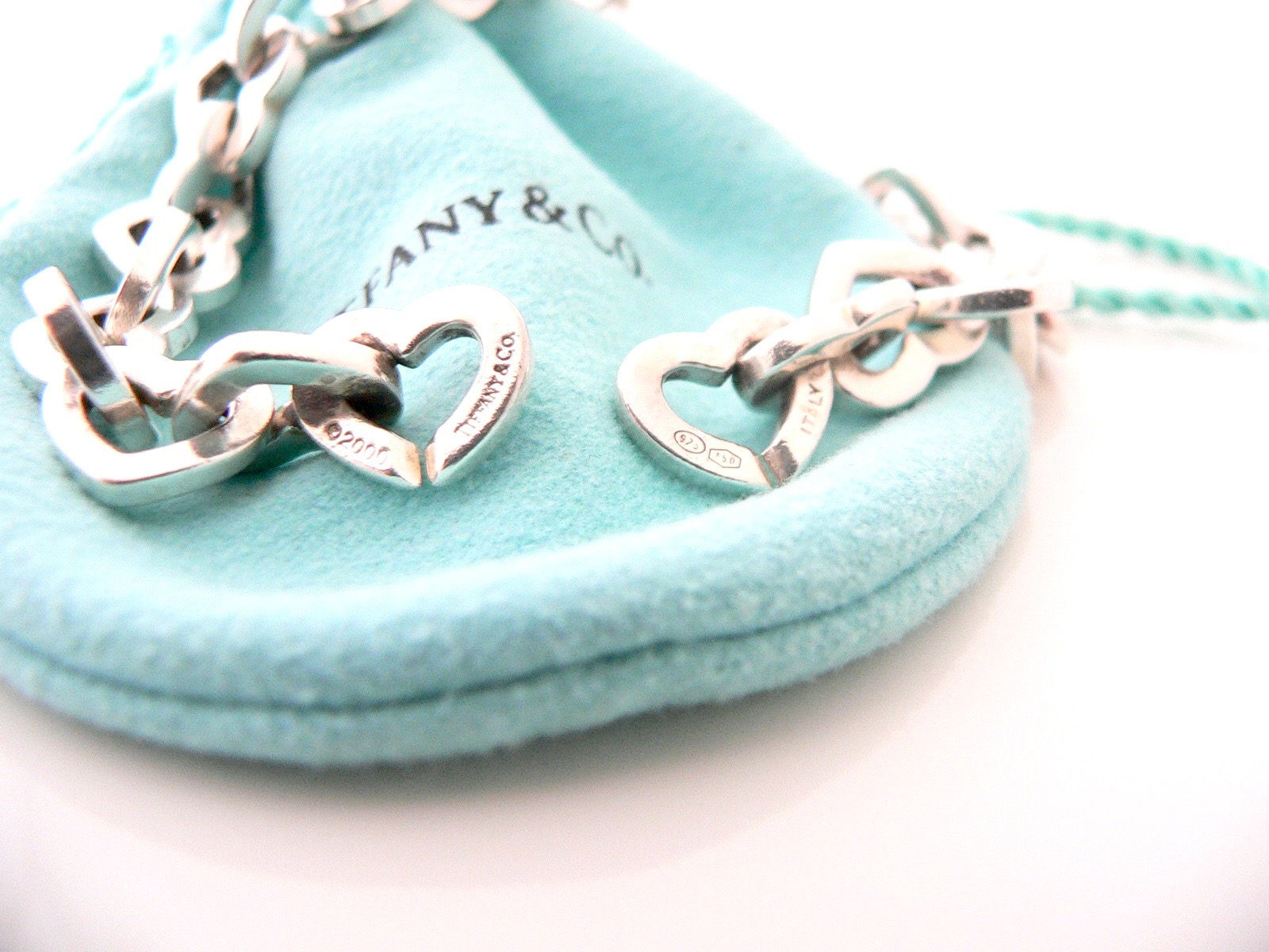 Tiffany & Co Heart Links Bracelet Chain 8 Inch Longer Silver Tiffany & Co Heart Links Bracelet Chain 8 Inch Longer Silver
