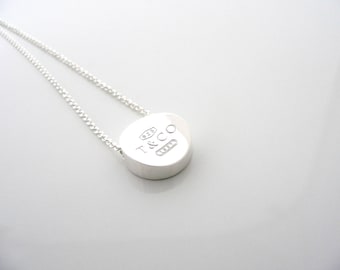 Tiffany & Co Silver 1837 Circle Concave Necklace Pendant Charm Chain Rare Love Gift