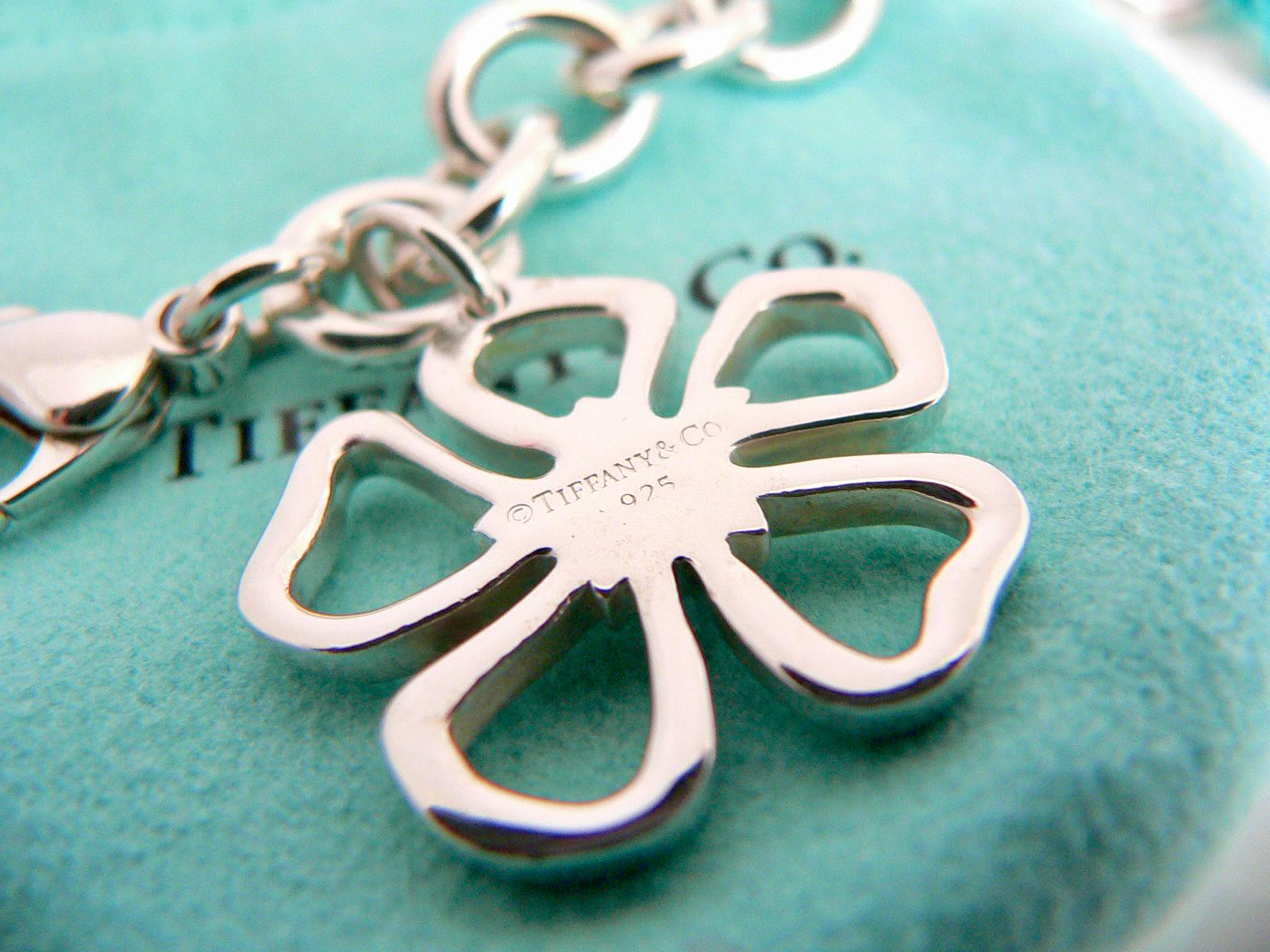 Tiffany & Co Silver Open Flower Link Bracelet Bangle Pouch Nature