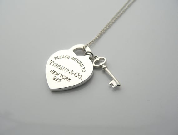 Tiffany Co Silver Return to Tiffany Heart Key Necklace Pendant