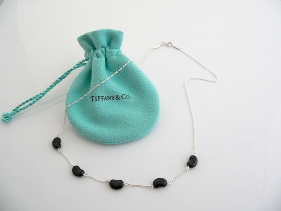 Tiffany And Co Peretti 5 Five Black Jade Bean Nec… - image 2
