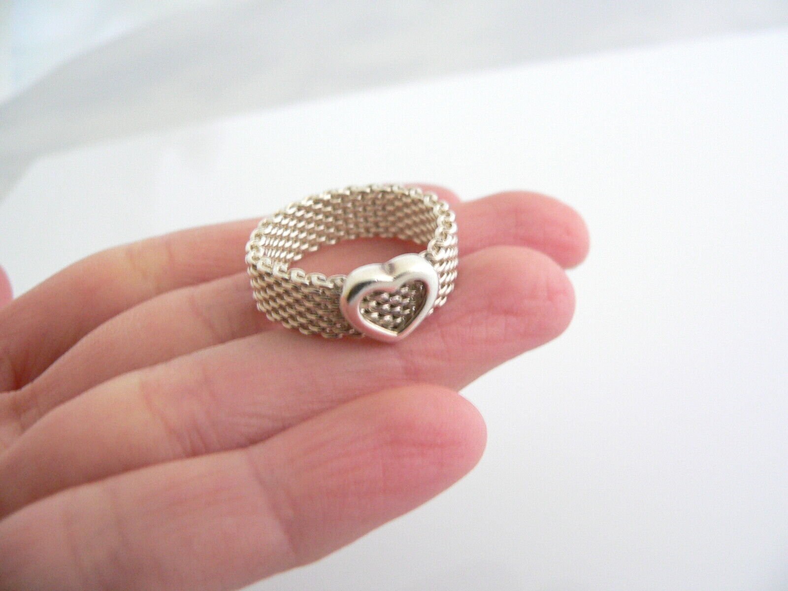✨Tiffany&Co.✨ティファニー✨ハート✨スター✨シルバー✨750✨リング Tiffany & Co Heart Mesh Ring Sz 7.75 Love Weave Statement Sterling