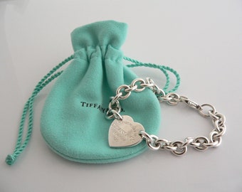 Tiffany And Co Silver Return To Tiffany And Co Heart Tag Bracelet Bangle 7.5 Inch Gift Pouch Love