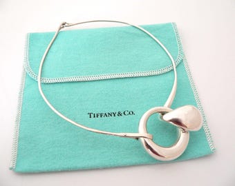 Tiffany and Co Silver 1837 Circle Blue Enamel Charm Clasp 4