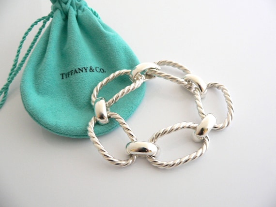 Tiffany and Co Silver Large Cable Rope Oval Link Bracelet Tiffany and Co Silver Large Cable Rope Oval Link Bracelet