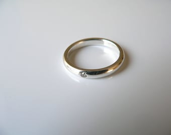 Tiffany And Co Silver Peretti Diamond Ring Stacking Band Sz 5 Gift Love Statement