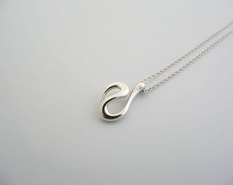 Tiffany & Co Wave Necklace Peretti Open Pendant Charm Chain Surf Sea Gift For Her Love Pouch Birthday Anniversary Sterling Silver Jewelry
