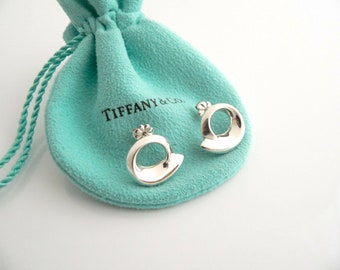 Tiffany and Co Jewelry Gehry Fish Circle Pendientes redondos Silver Gift Pouch Love Art Anniversary Birthday Valentines
