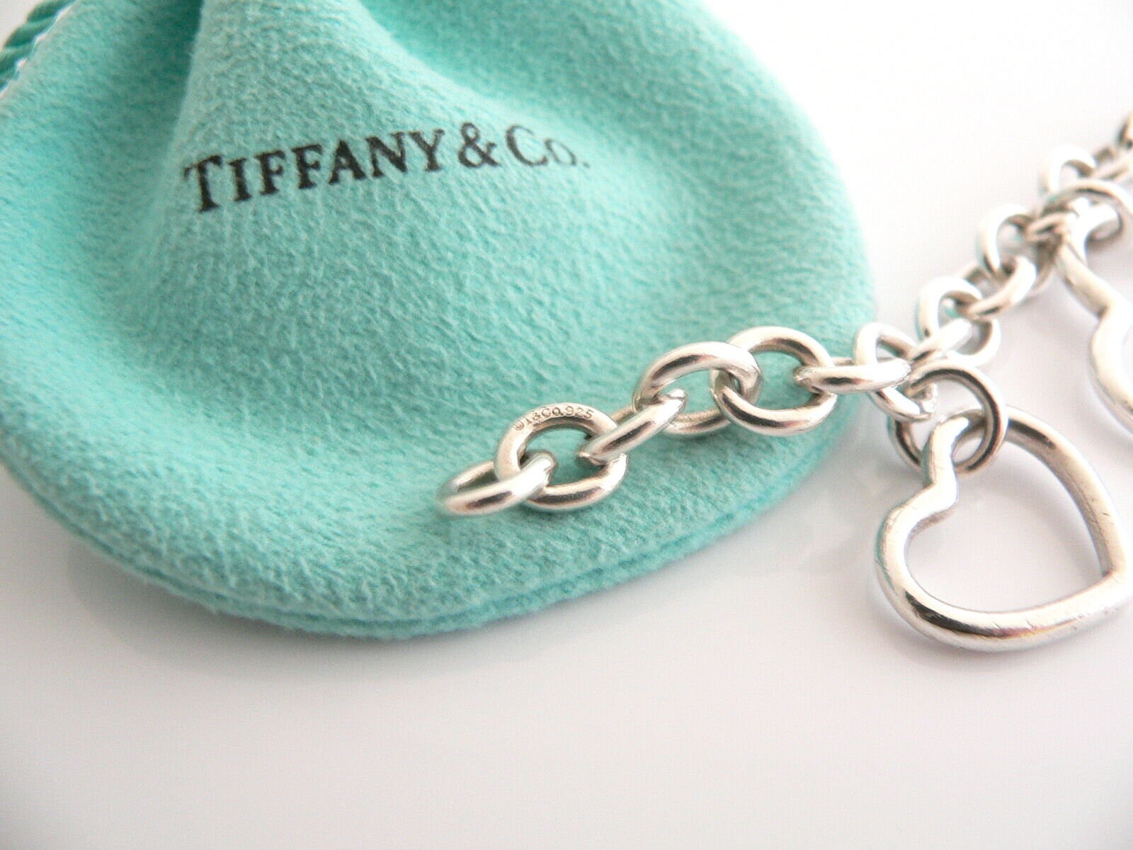 Tiffany And Co Silver 5 Hearts Dangle Bracelet Bangle Link 7.5 | Etsy