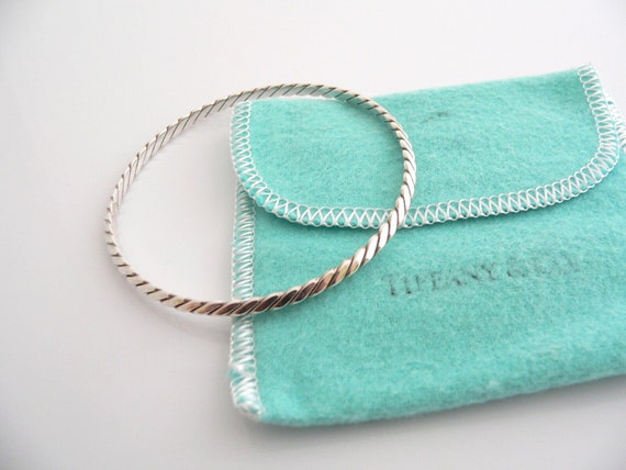 Tiffany & Co Twist Bangle Bracelet Stack Blue Pou… - image 2