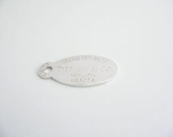 Tiffany & Co Return to Tiffany Oval Dog Tag Charm Pendant Key Ring Engravable Gift Love