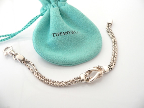 Tiffany Co Double Rope Love Knot Bracelet Bangle Sterling Silver Rare Classic Pouch Etsy Canada