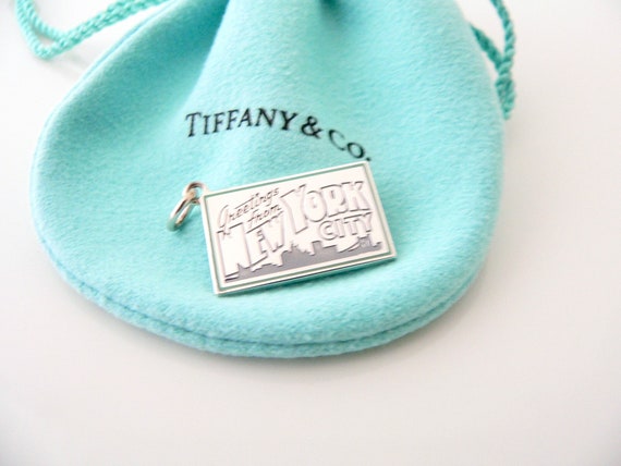 Tiffany & Co New York Postcard Blue Enamel Travel Souvenir Charm 4