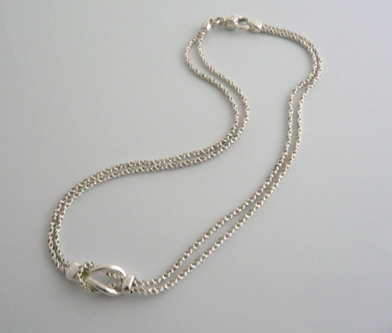 Tiffany And Co Silver Double Rope Love Knot Neckl… - image 3