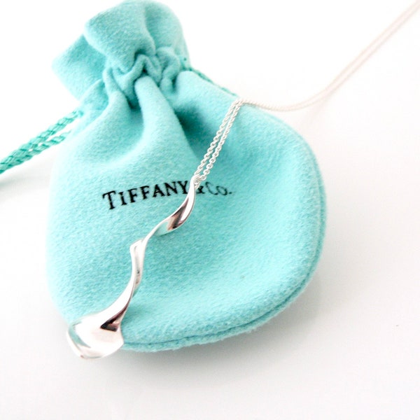 Tiffany & Co Orchid Necklace Gehry Flower Pendant Silver Chain Jewelry Pouch 925 Anniversary Birthday Gift