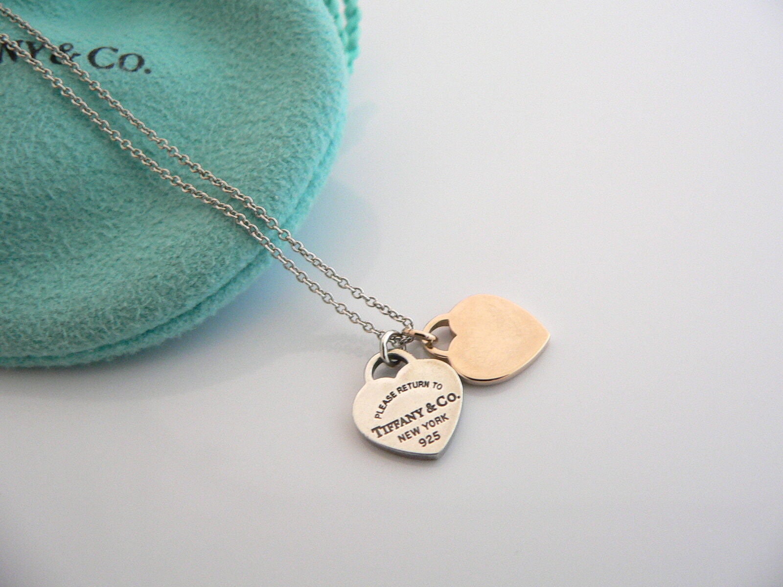 Tiffany and Co Silver 18K Rose Gold Return Two Hearts Tiffany and Co Silver 18K Rose Gold Return Two Hearts