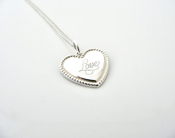 Tiffany & Co Love Heart Bead Necklace Pendant Charm Chain Gift Silver 17 Inch Birthday Anniversary Silver Gift for Her Gift for Yourself