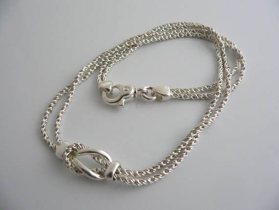 Tiffany And Co Silver Double Rope Love Knot Neckl… - image 1