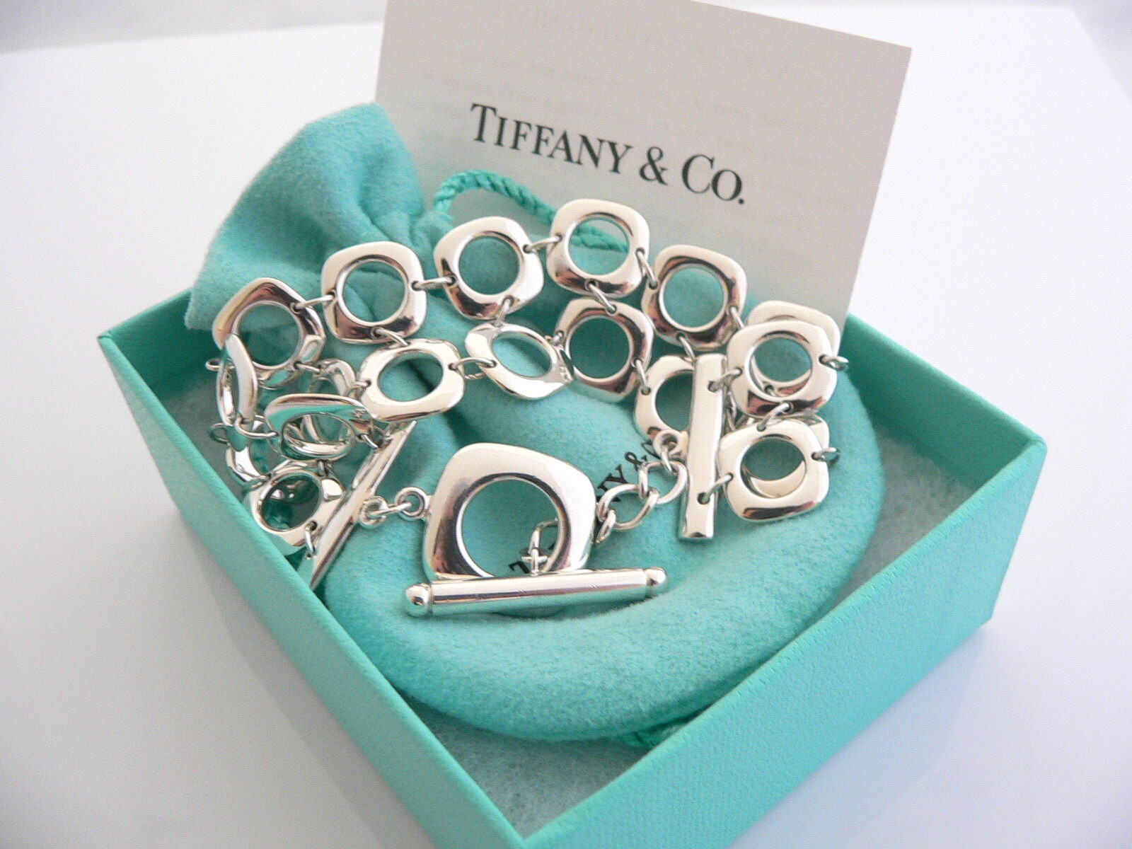 大人気定番商品 Tiffany and Co Silver Double Cushion Square Link Toggle 小物