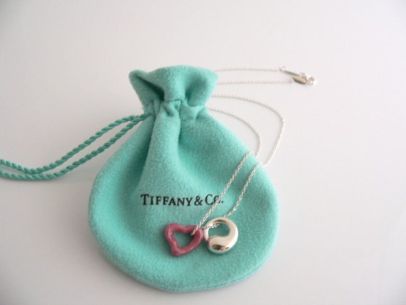 Tiffany & Co Pink Rhodonite Open Heart Pendant Necklace - Etsy | Heart  bangle bracelet, Twin heart pendant, Heart choker necklace