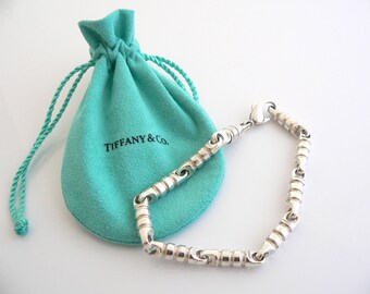 Tiffany And Co Silver Picasso Groove Link Bracelet 8.8 Inch Chain Rare Gift Pouch Statement