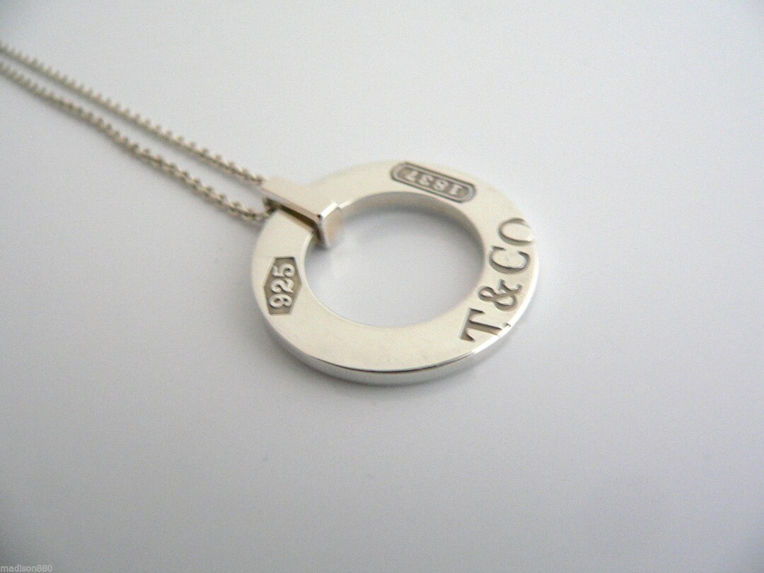Tiffany Co Sterling Silver 1837 Circle Round Necklace Pendant Charm Chain Rare Etsy