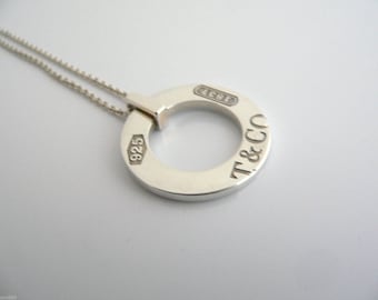 Tiffany & Co Sterling Silver 1837 Circle Round Necklace Pendant Charm Chain Rare