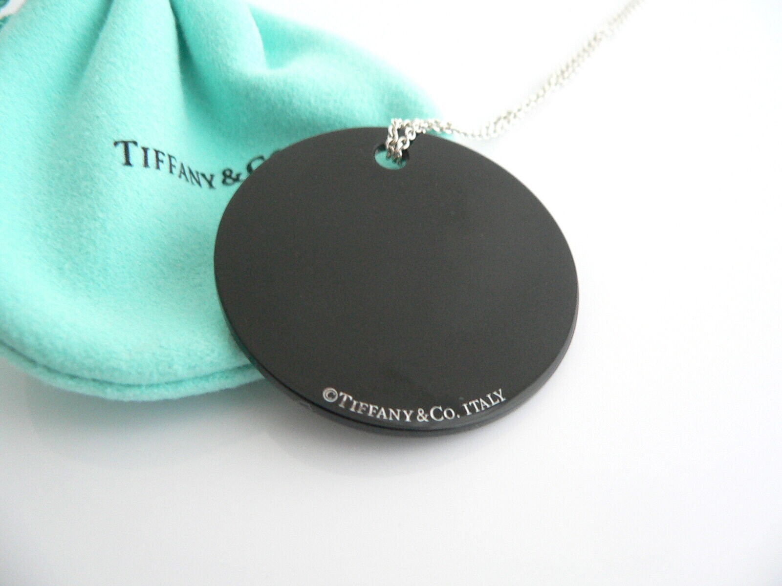 Tiffany And Co Silver Black Onyx Large Notes Round Circle