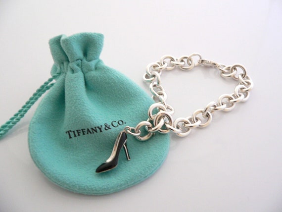 Tiffany & Co. Sterling Silver Link Heart Tag Charm Bracelet 