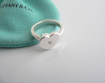 Tiffany & Co Diamond Heart Ring Picasso Modern Promise Band Sz 5.25 OR 6 Gift for Her Birthday Christmas Anniversary Valentines Pouch 925