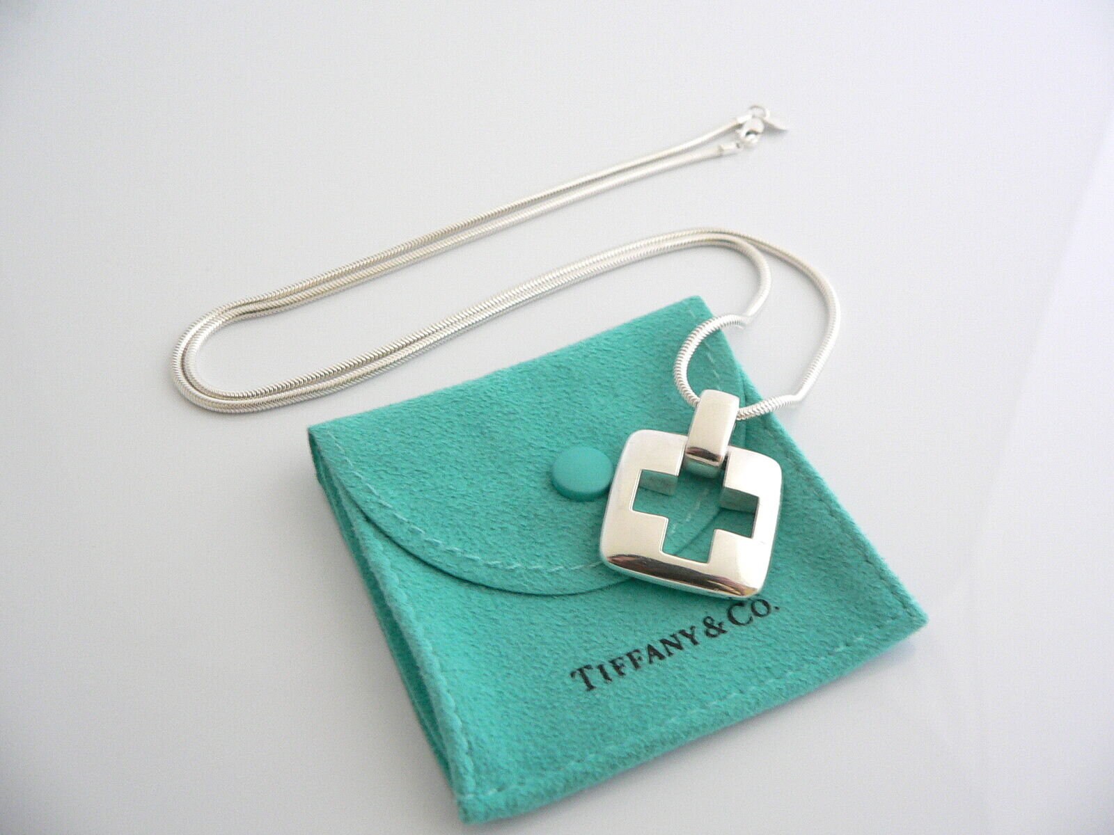 Tiffany and Co Silver Large Huge Stencil Cross Necklace Pendant